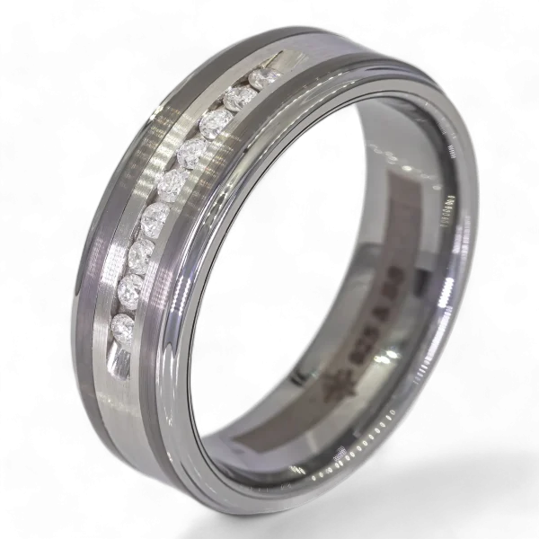 925 Zilver/Staal ring – 0,30CT Diamanten